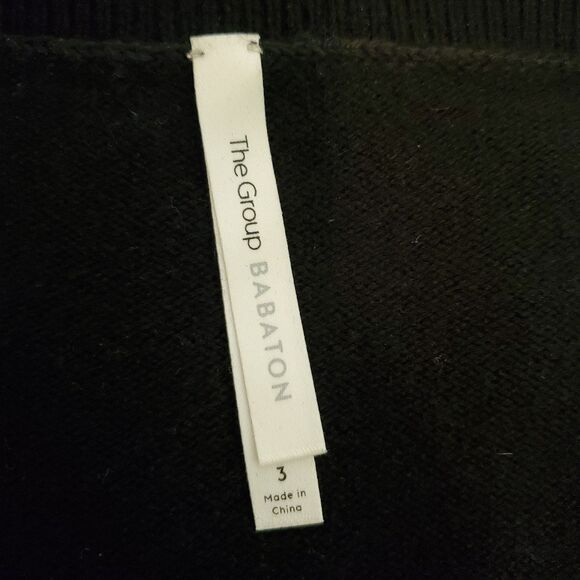 Aritzia Babaton Wool Cashmere Cardigan Sweater Heavyweight Sweater Black Sz 3/L - Picture 5 of 7